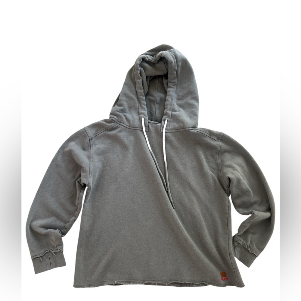 Peace Love World Sweatshirt Hoodie Mock Neck Gray